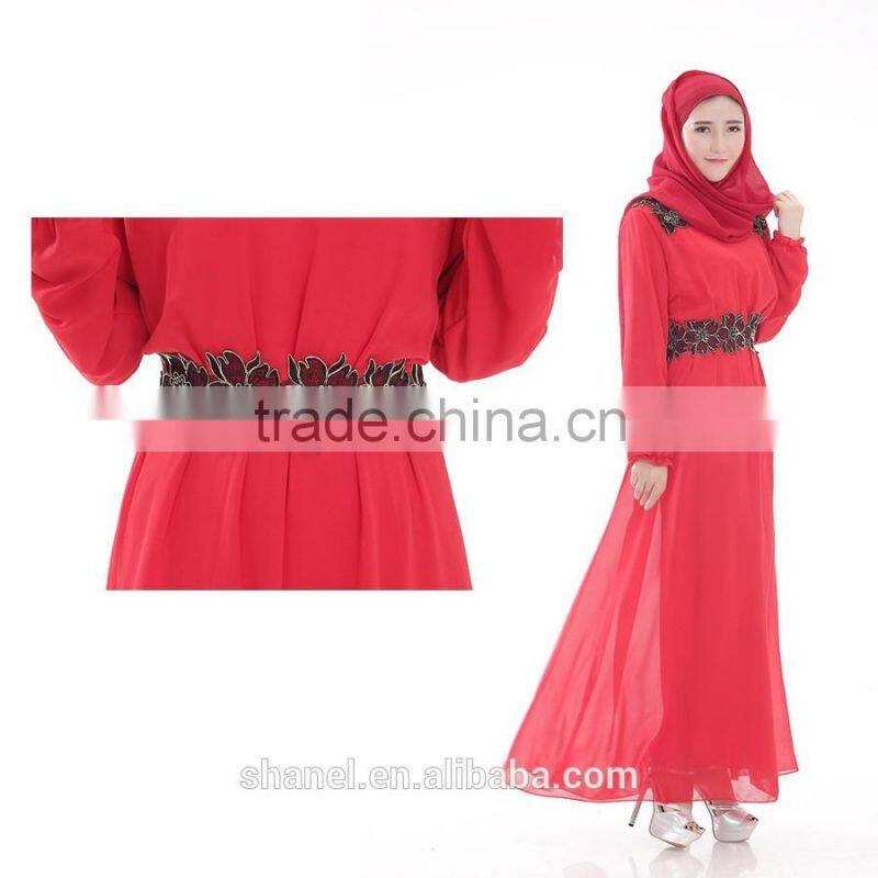 high quality chiffon muslim abaya dress appliqued islamic women clothing