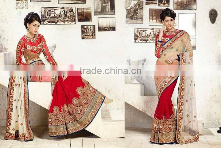 Gold & Magenta Georgette On Net Saree