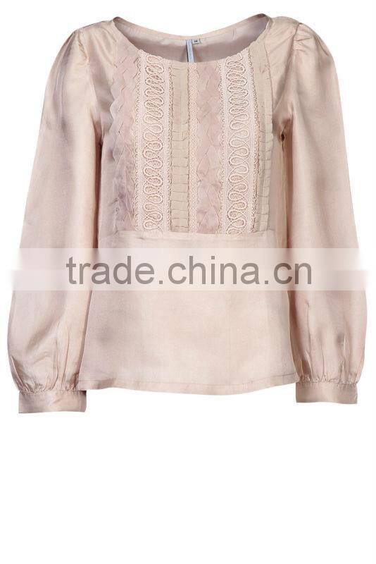 2016 women elegant blouse Champagne silk blouses for women