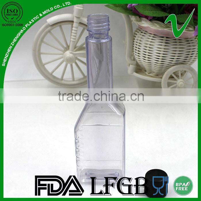 transparent high quality popular fancy oil plastic bottle with screw cap