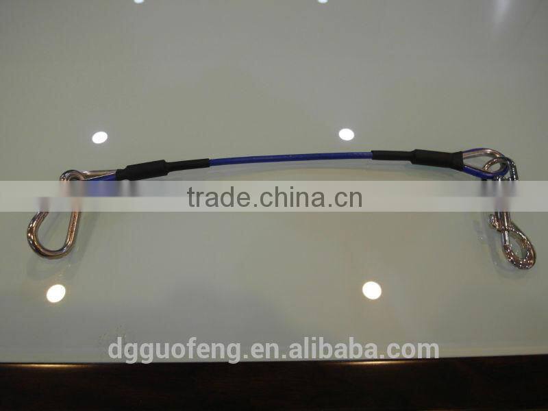 PVC coated wire cable with hook and carabiner