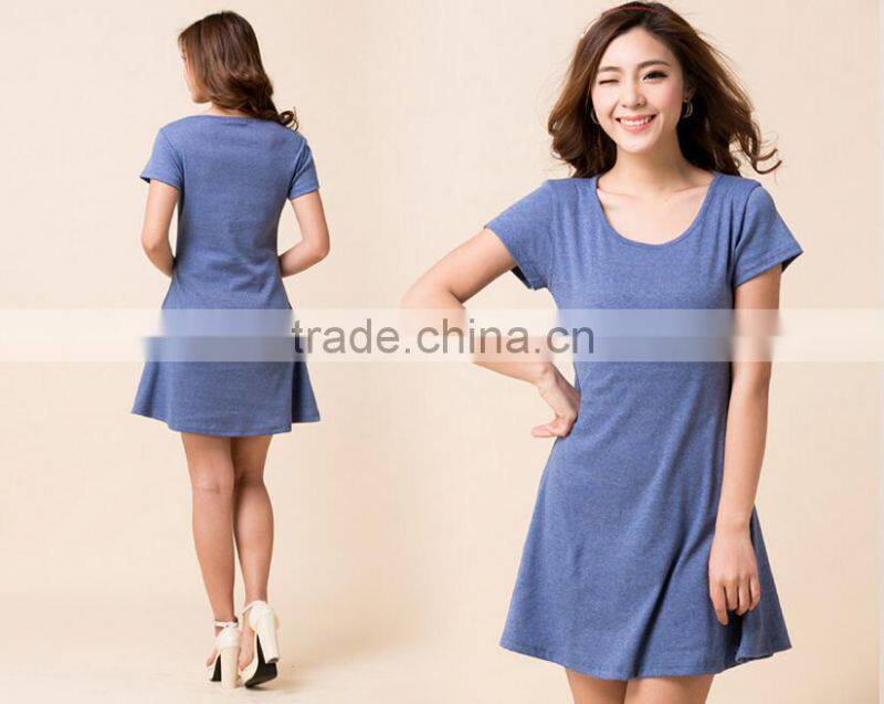 2015 Stylish Women Summer Dress New Korean Girls Ladies Mini Dress Short Sleeve Candy Color One Piece Slim Basic Dresses S-XXL