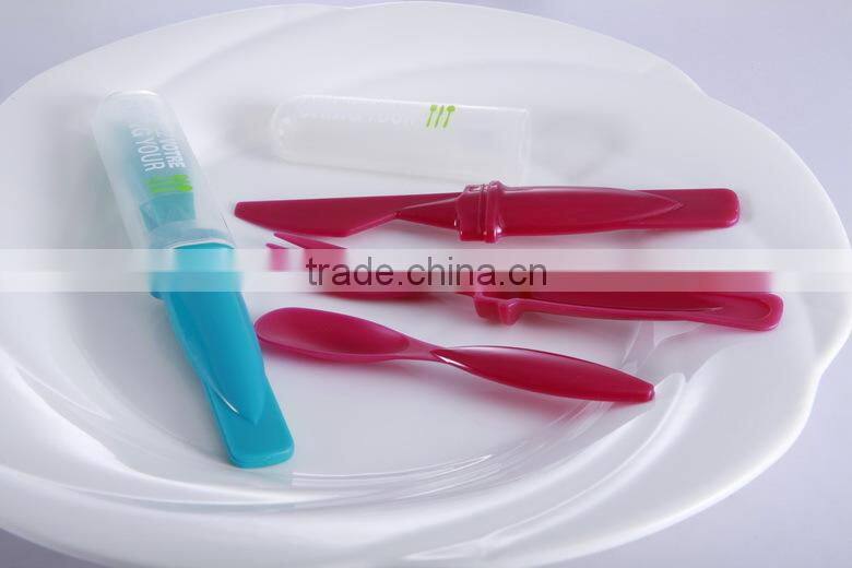 High-tech ABS handle printed pattern with metal spoon and fork set