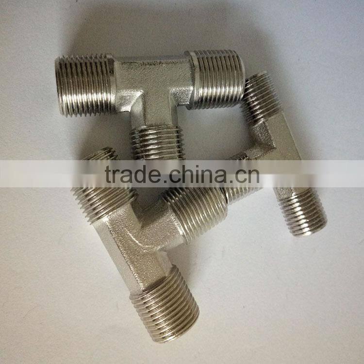 BSP,NPT,thread male ,3 way ,forged T-type brass connector,manifold connector 1/8