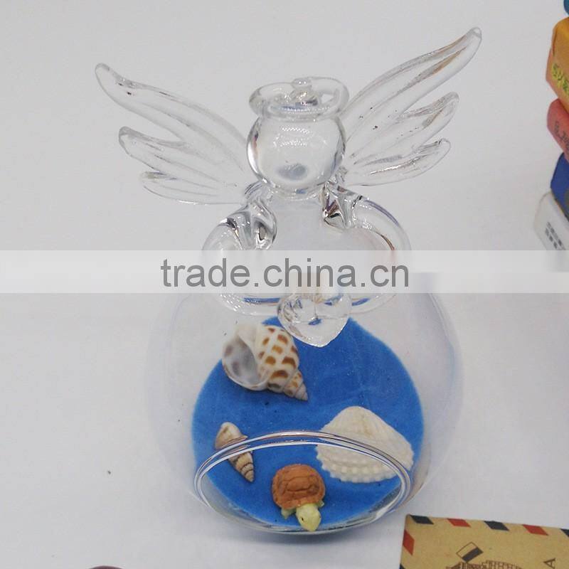 ANGEL CRYSTAL CANDLE STICK GLASS HOLDER WITH ANGLE WING