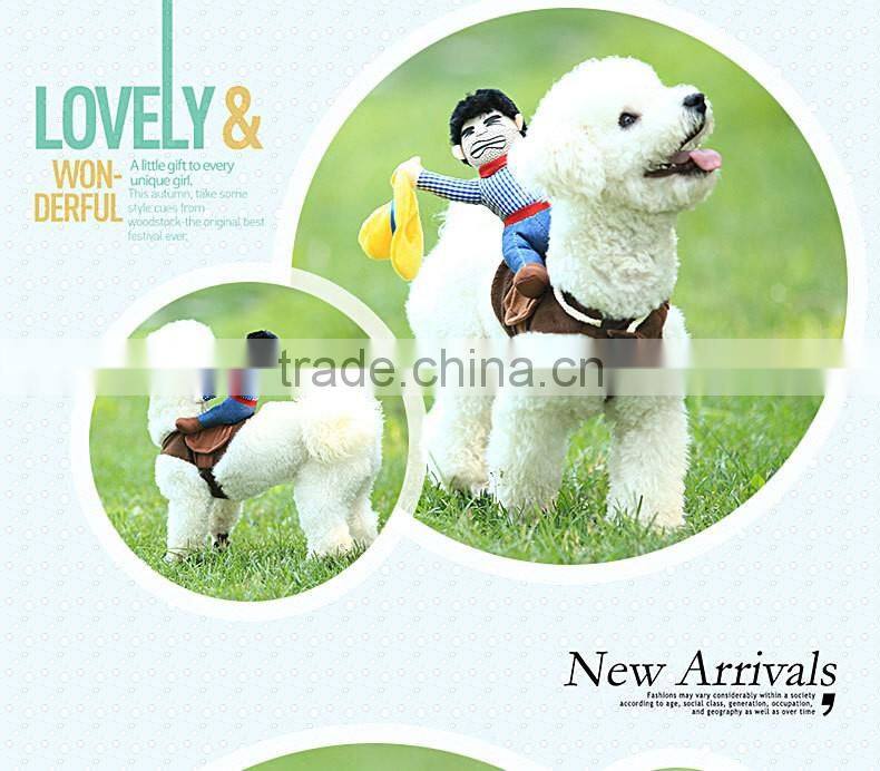 2015 Creative Riding Horse Dog Costume Novelty Pet Clothes Cowboy Dog Clothing