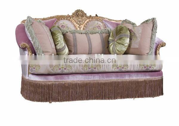 Elegant Embroidery Floral Cuddle Sofa, Noble Style Furniture Living Room Upholstery Chesterfield Sofa