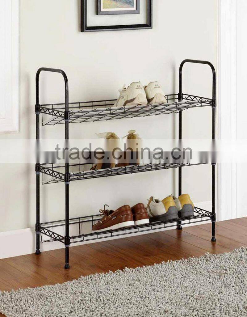 wire storage shelf and 3 tiers shoes standing organizer