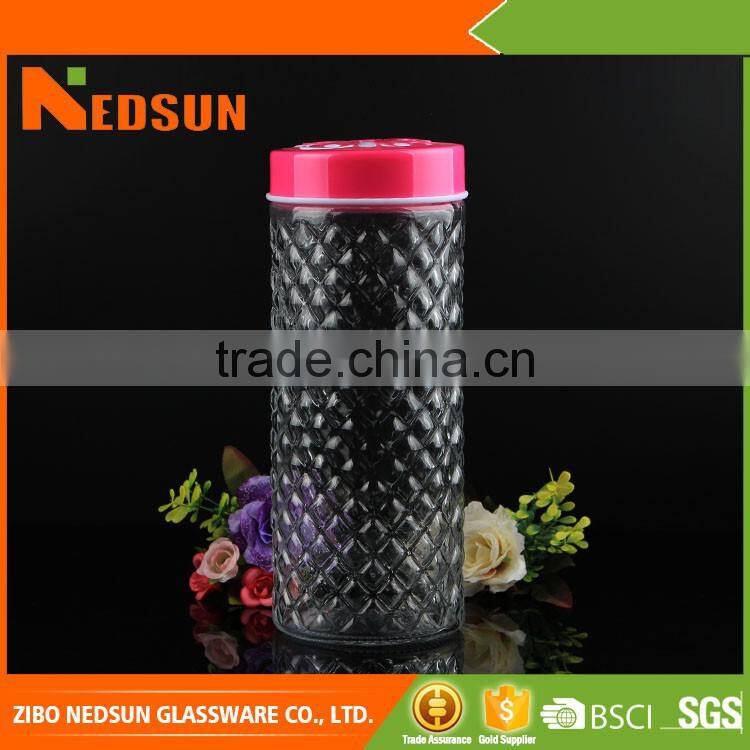 Large capacity customized storage glass jar with pink lid
