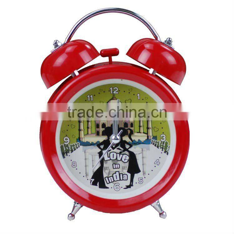 Romantic kiss large twin bell alarm clock