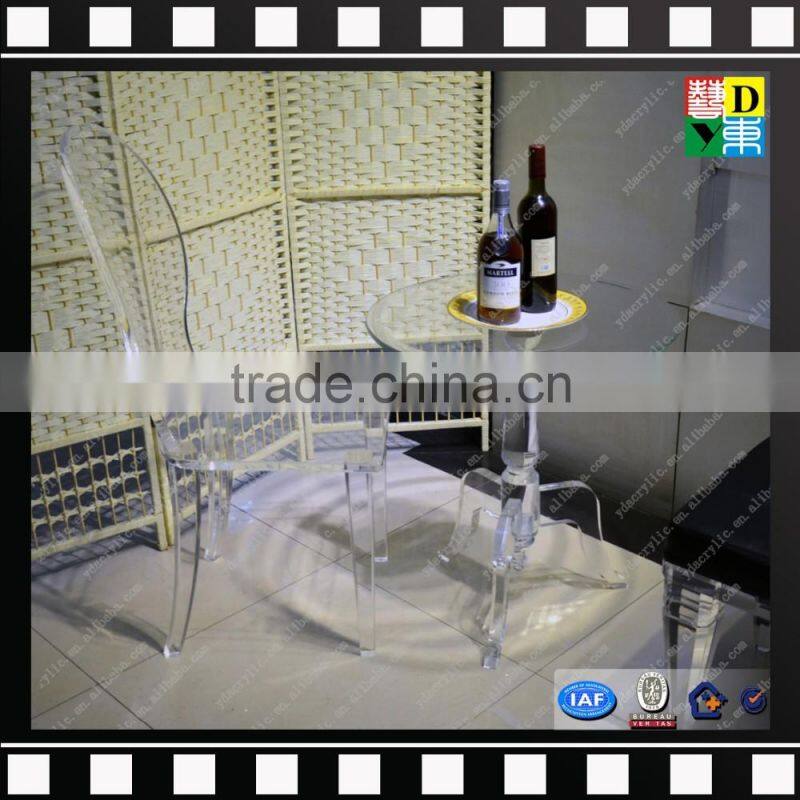 Clear acrylic small round coffee table glass and marble base cafe table from shenzhen yidong