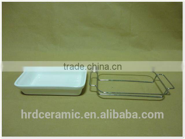 Gold rim four pane 2015 ceramic plate with handle