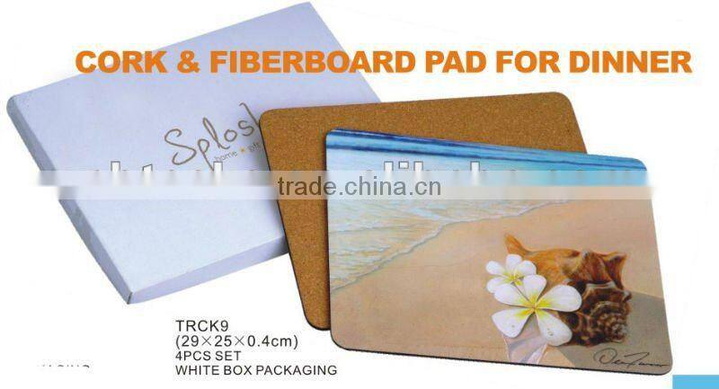 cork & fiberboard pad for dinner/coaster