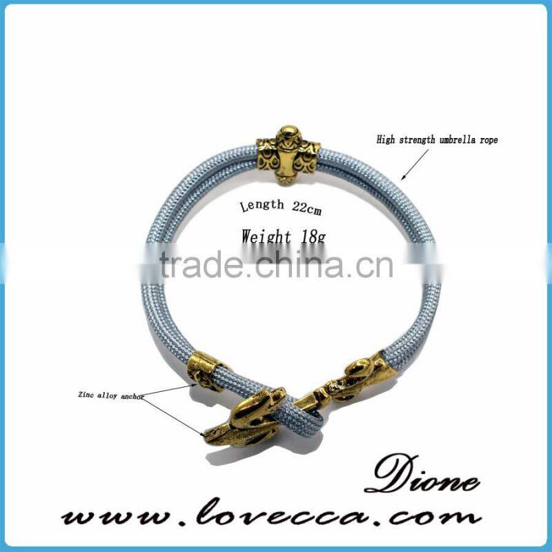 Custom Handmade Men's Genuine Leather Steel Anchor Hook Bracelet