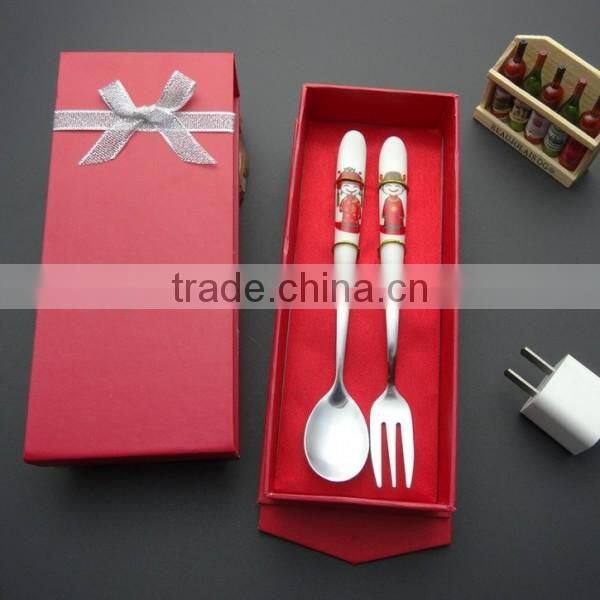 Ceramic handle stainless steel set spoon and fork set