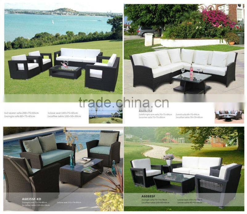 A6009SF Outdoor Rattan Curved Sofas Outdoor Garden Rattan Sofa Set