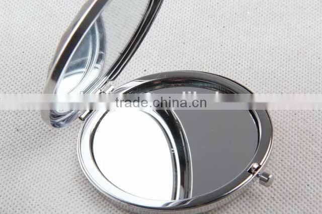 Flip type metal gemstone shaped round mirror with snap hook/mirror