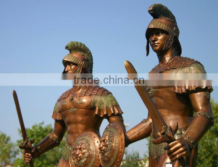 large outdoor copper sculptures metal craft bronze life size spartan statue