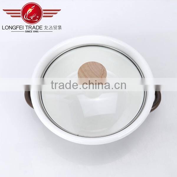 Eco-friendly kitchenware enamel cookware/ enamel crock pot with glass lid