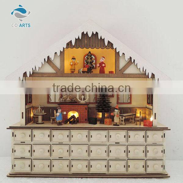 European style house shaped wooden handicraft lighting items