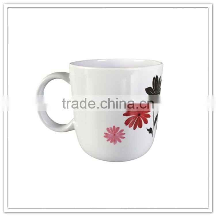 White eco custom printed plastic cup water coffee tea cup with handle
