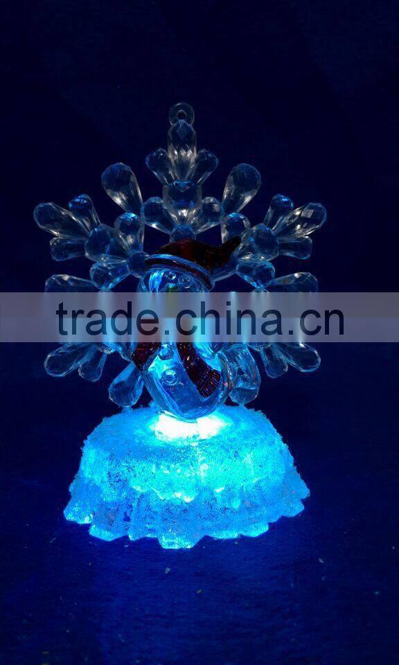 new style led rbg light acrylic artificial christmas snowflake snowman
