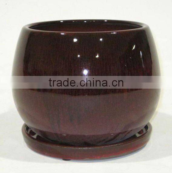 Newest 3pcs Ceramic Purple Glazed Flower Pot