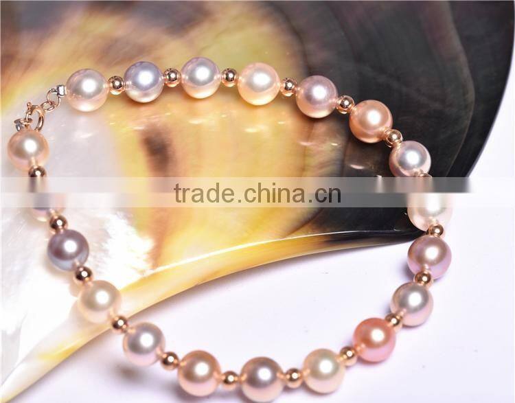 AAA 13-14mm round multicolors Edison pearl bracelet