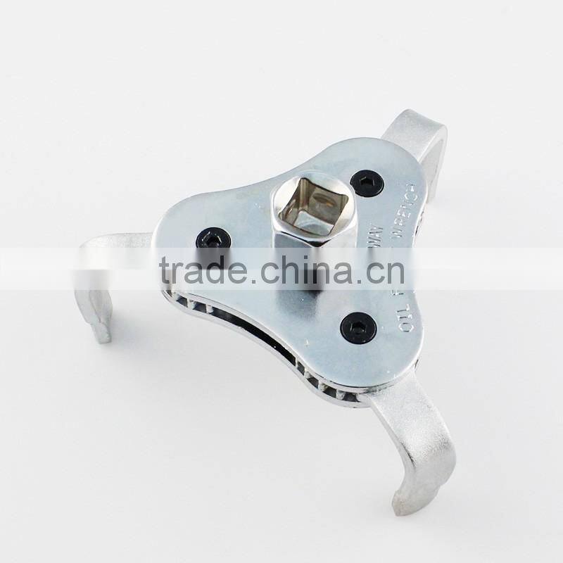 1/2 drive auto adjust 2 Ways 3 Jaw round chrome plated flat type oil filter wrench