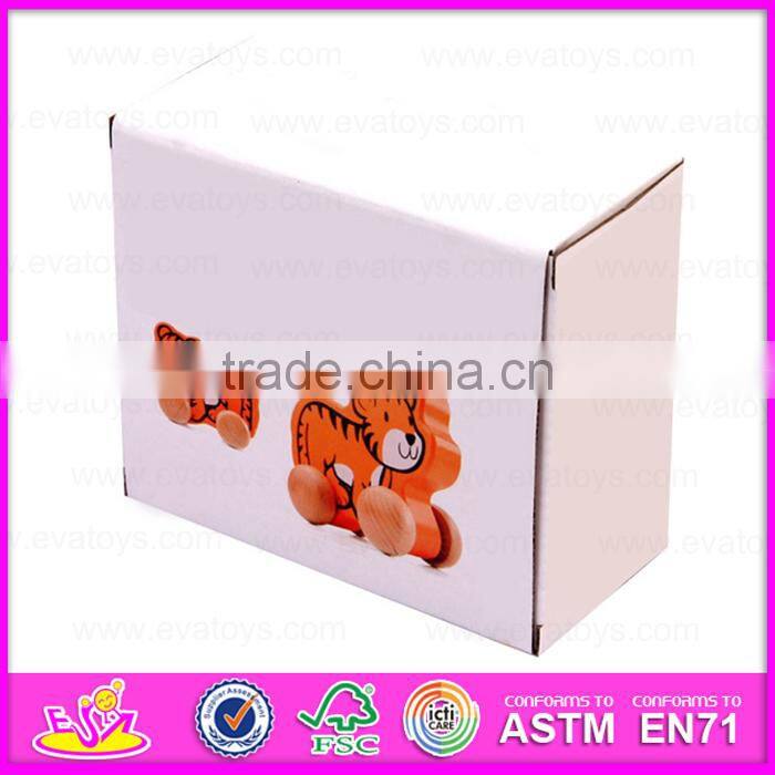 2015 Intelligent toys wooden pull and push toy,New design wooden dragging car toy,Top quality DIY toy wooden moving toy W05B081