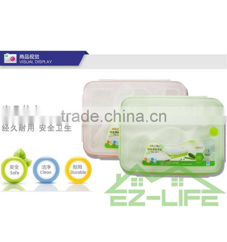 multifunctional BPA free plastic bento lunch box 4 compartments for adults with soup bowl