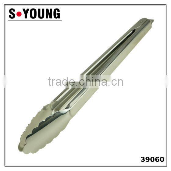 39060 12 Inch Heavy New Mould Stainless Steel Kitchen Tongs BBQ Grill Food salad Tongs