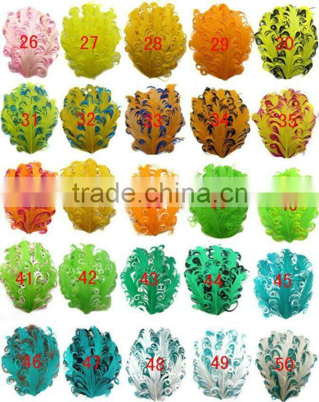 2014 fashion curly colorful feather pads for headbands