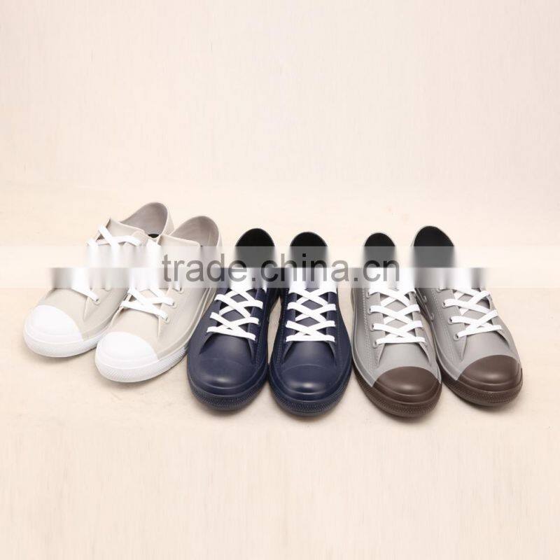 waterproof lace up black white pink cheap new design low height girls womens garder shoes casual gym style PVC rain shoe wellies