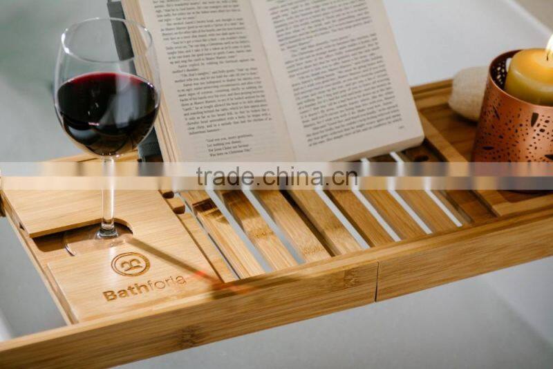 Bamboo Bathtub Caddy - Bathtub Tray - With Book Holder