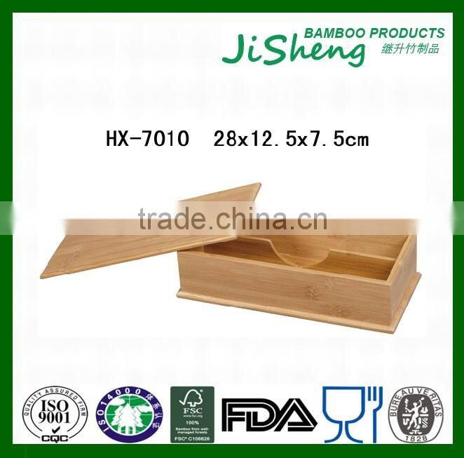 Environmental friendly 2-Compartment Bamboo Tableware Box With Cover