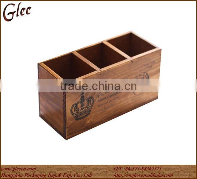 Antique wooden pen holder & storage box