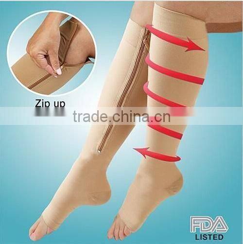 High quality zip knitting Compression Knee socks