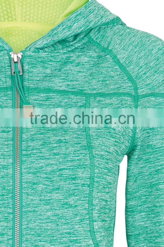 fashion yoga clothing women plain zip up fitness hoodie