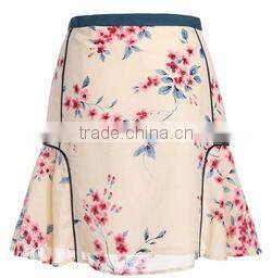 A-Line binding waist traditional chinese pattern print women short skirts