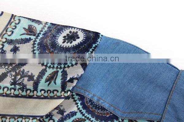 2015 Ladies' fashion long sleeves polyester print high quality direct factory elegant lace tops lehenga blouse designs