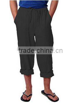 Men's Black Drawstring Linen Pants