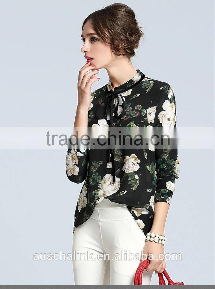best selling summer elegant design floral print shirts for women