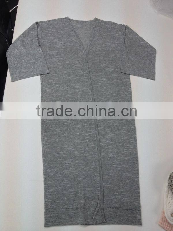 high fashion women's grey long cardigan sweater