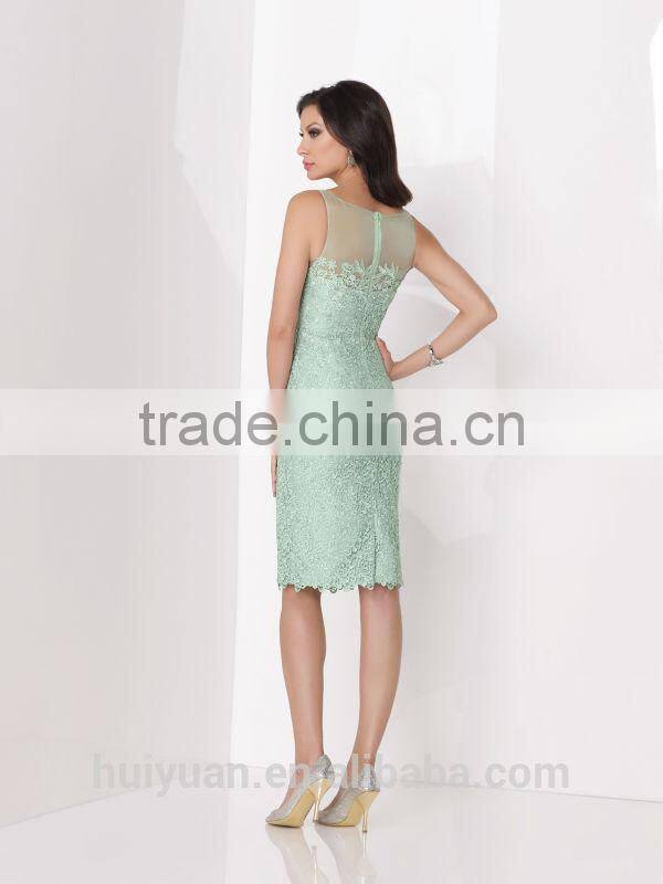 sexy light blue strap lace knee length wedding apparel for mothers