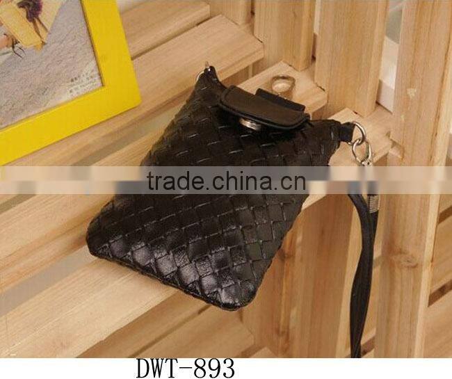 New braided Popular pu cell phone pouch for mobile money credit card
