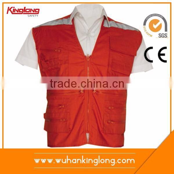 Plus size 65 percent polyester breathable fishing vest