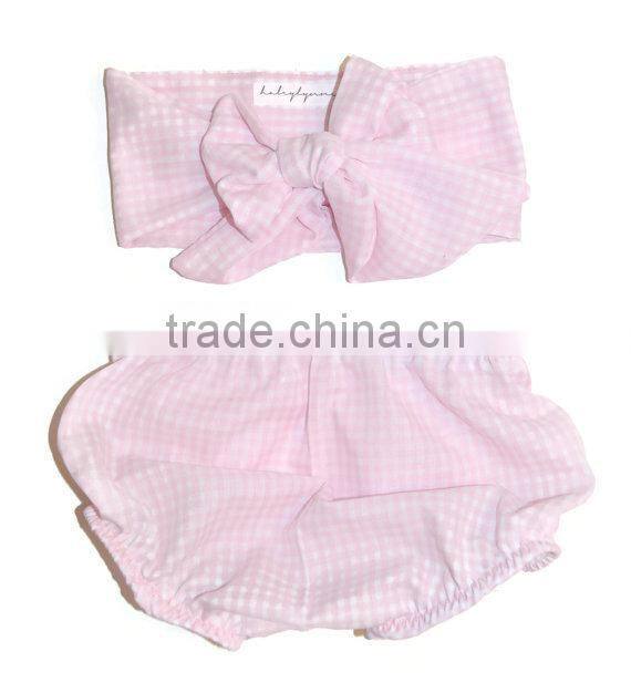 Zebra stripe headband with plain black cotton bloomer set new born baby clothes