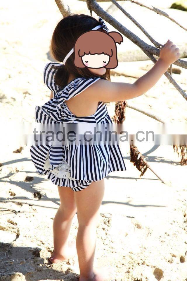 Boutique Summer Long Sleeve 2 Pieces Outfits Ruffle Vintage Dress Girl Clothes Set