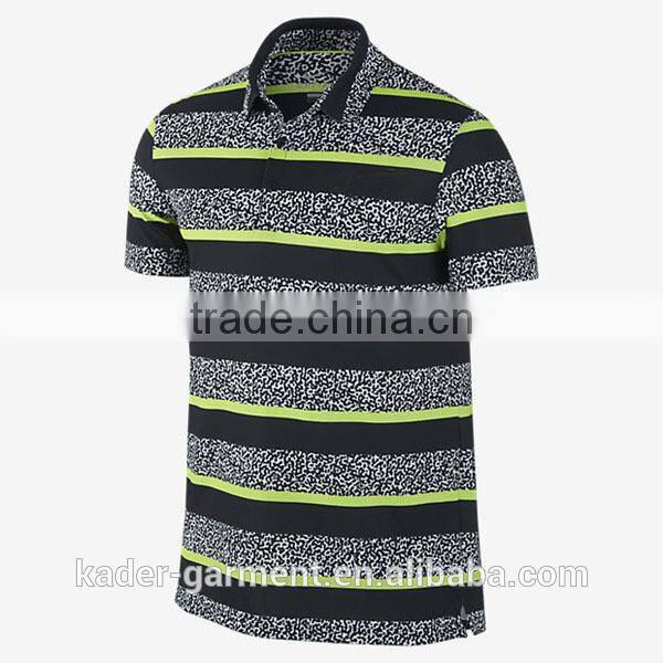 Wholesale Short Sleeve 100% Cotton Mens Polo Shirts With Highlight Stripe